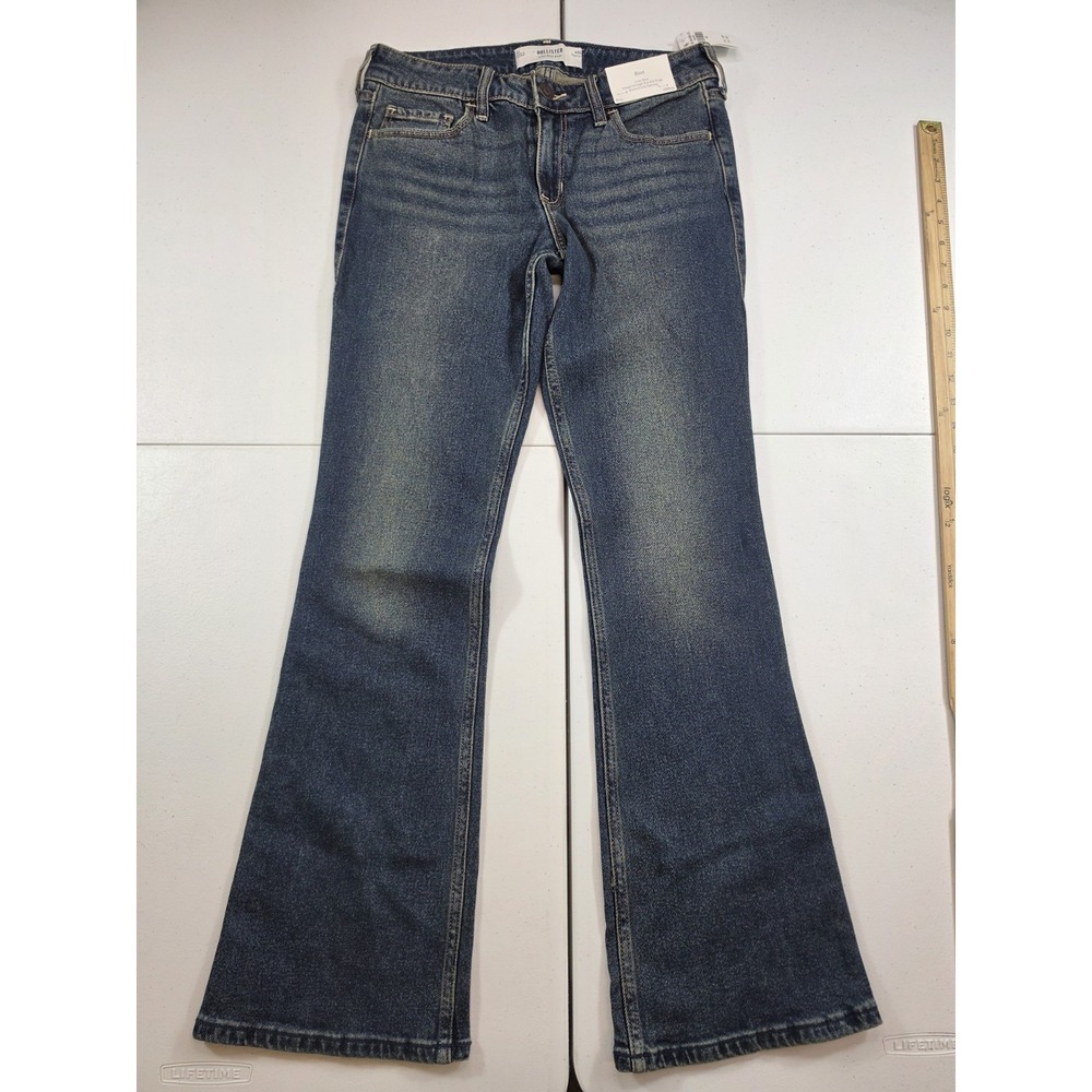 Hollister Women's Low Rise Boot Cut Blue Dark Wash Denim Jeans 6R 30x31 NWT